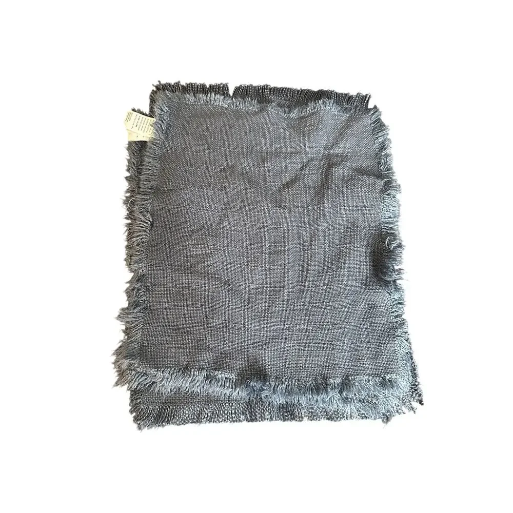 Anthropologie Linen Blend Gray Fringe Table Placemats Set of 6